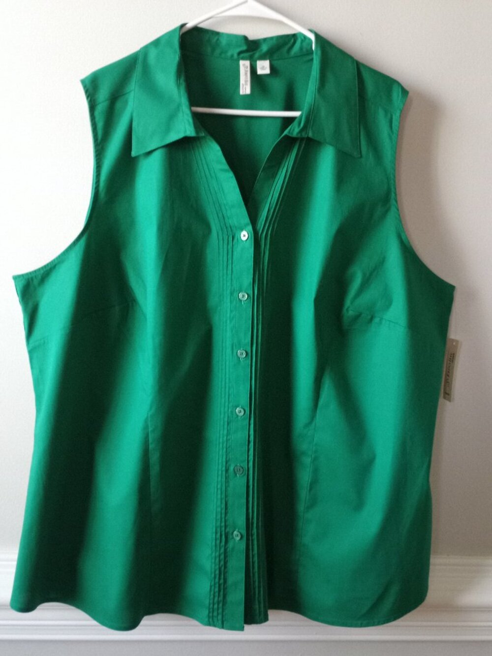 'St. John's Bay Woman' Stretch J.C.Penney Green Sleeveless Blouse Size 3X NWT